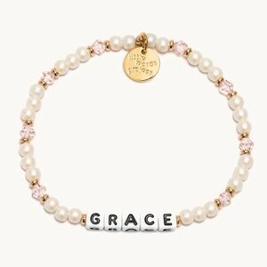 NWT Little Words Project Pearl & Pink GRACE Beaded Friendship Bracelet (Size XS)